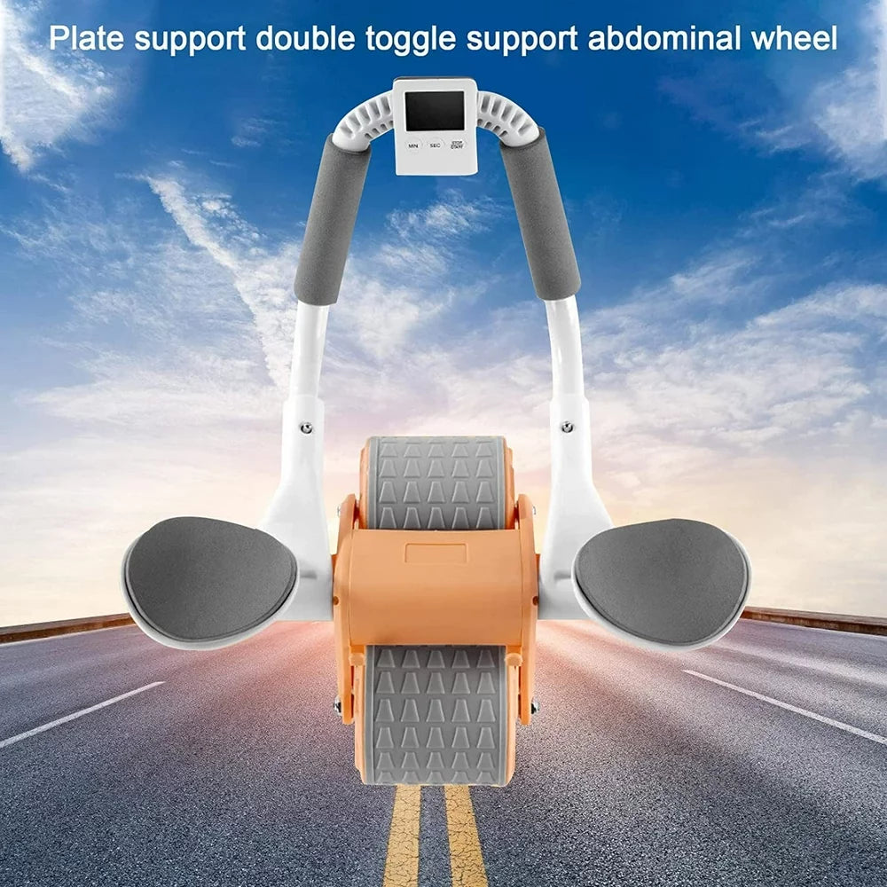 2023 New with Timer Ab Abdominal Exercise Roller Elbow Support, Abs Roller Wheel Core Exercise Equipment, Automatic Rebound Abdominal Wheel(Black)